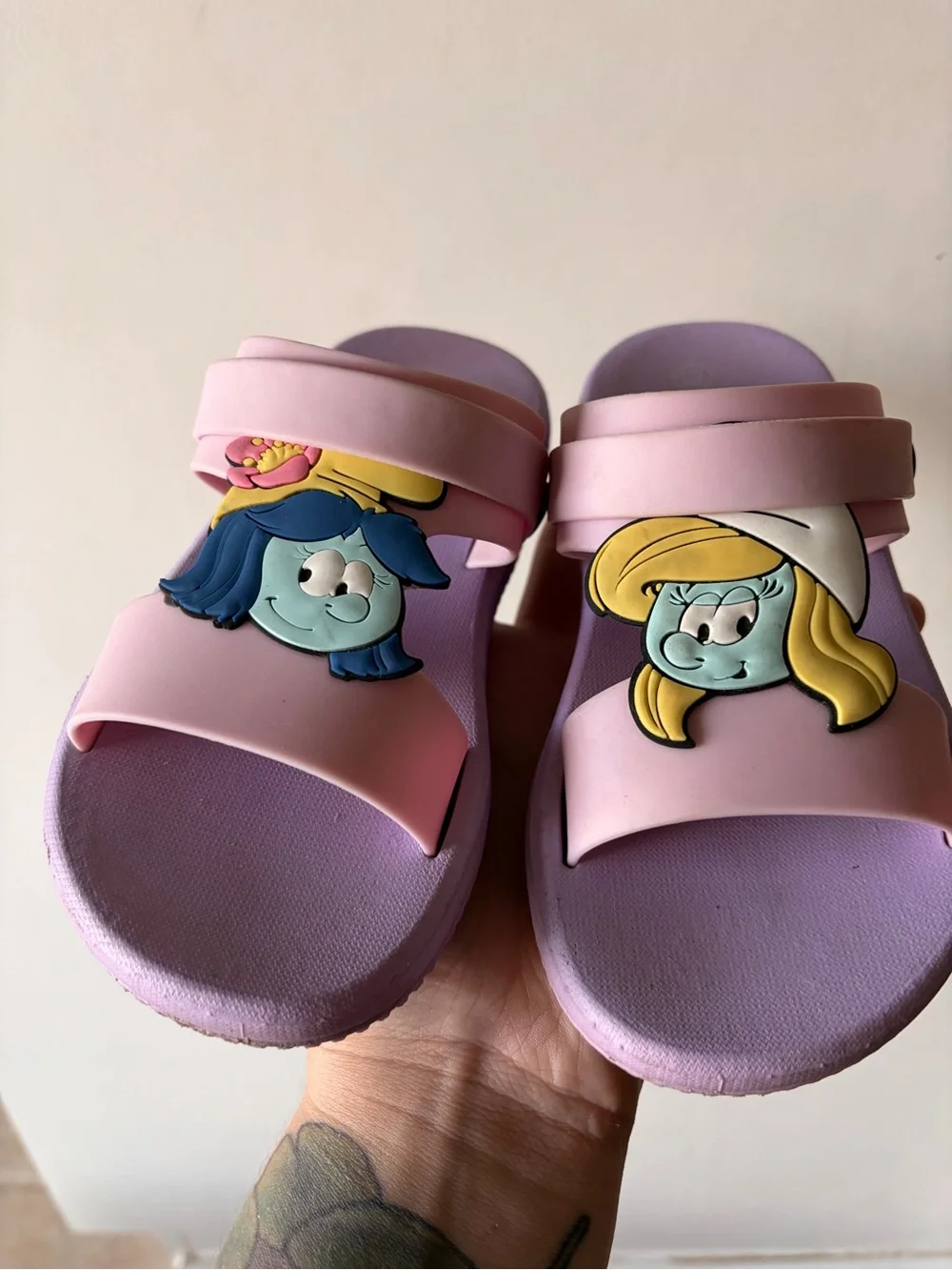Girls' Pink Smurfette-Style Slide Sandals - Comfortable Kids Slides